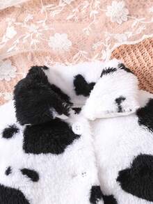 女嬰奶牛圖案毛絨夾克&破洞抽鬚牛仔褲&T恤 - 彩色 - 查看 8