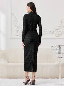 Modelyn Robe Fendue Au Dos À Col Montant Pour Femmes