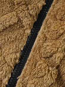 男嬰字母拼貼細節連帽法蘭絨大衣 - 彩色 - 查看 5