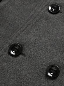 Manfinity Homme Loose Fit Men's Double Breasted Pea Coat With Slant Pockets - Grey - View 3