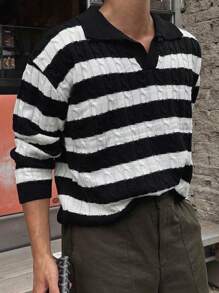 DAZY Nam Mẫu sọc Thả vai Áo len - Nhiều màu - Xem 2