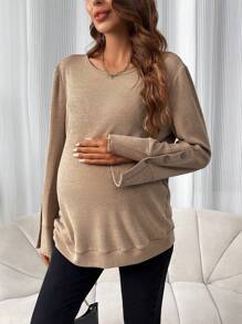 SHEIN Maternity Button Detail Split Cuff Tee