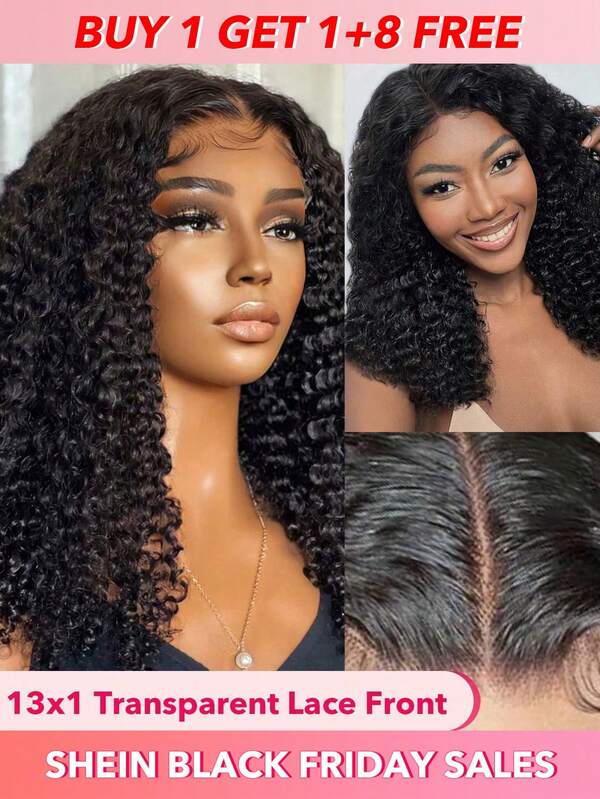 Transparent Lace Kinky Curly T Part Lace Wigs Real Human Hair Lace