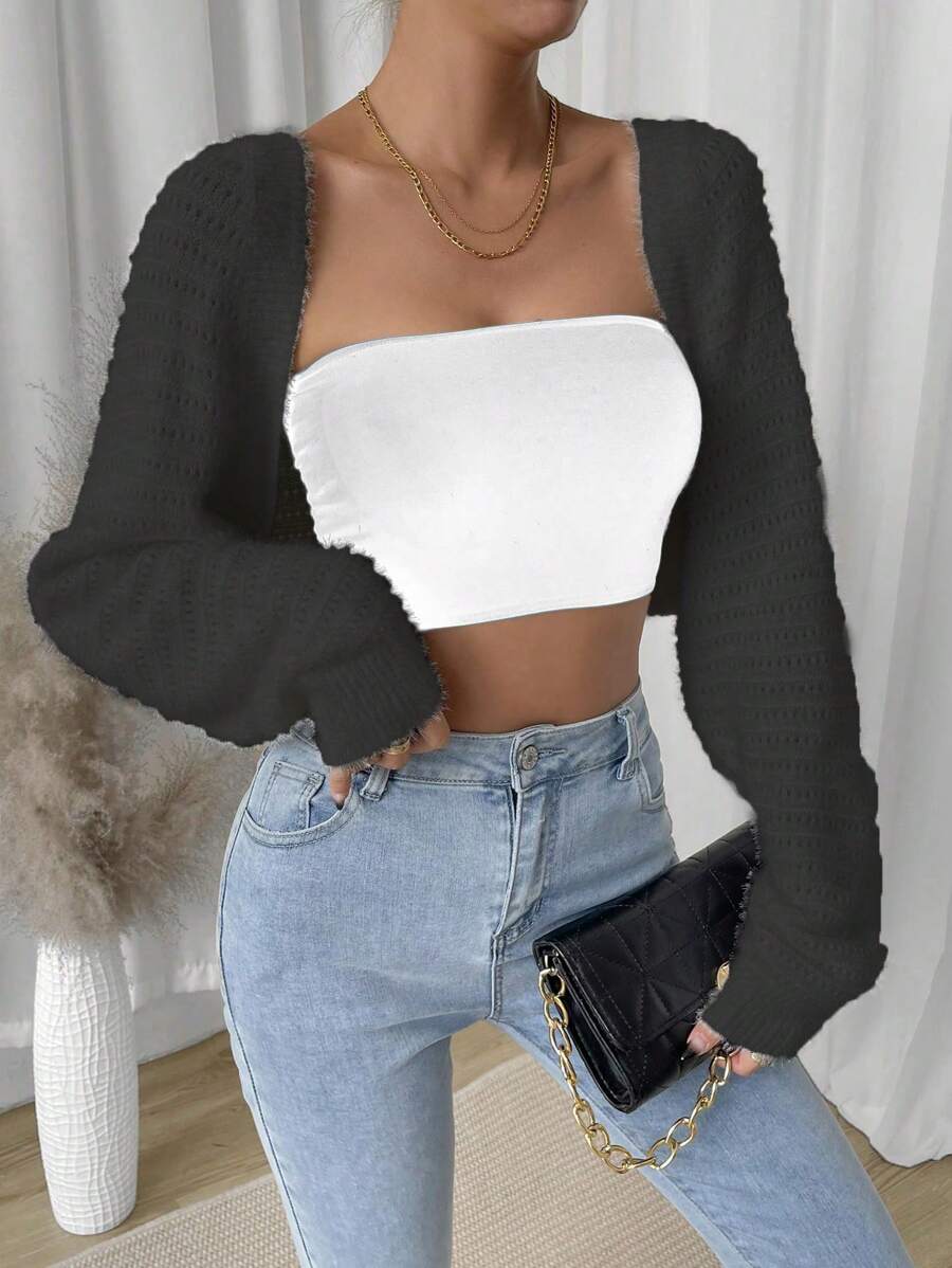 SHEIN Frenchy Màu thuần Dệt kim Áo nịt ngực Vest - màu đen - Xem 1