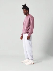 SUMWON 重量级经典运动衫超大版型休闲套头衫冬季分层必备家居服运动休闲街头服饰秋季时尚 - 淺灰紫 - 查看 4