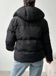 EURMUSE Women's Winter Hooded Padded Coat - Black - View 3