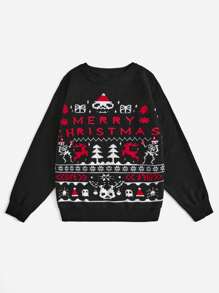 SHEIN EZwear 聖誕圖案套頭毛衣 - 彩色 - 查看 5