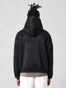 SUMWON 常规款基本款半拉链连帽衫 - 黑色 - 查看 2