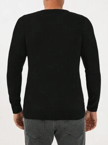 RueChic Men Solid V Neck Sweater - Black - View 2
