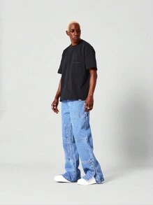 SUMWON Loose Fit Carpenter Jean With Split Hem - Baby Blue - View 3