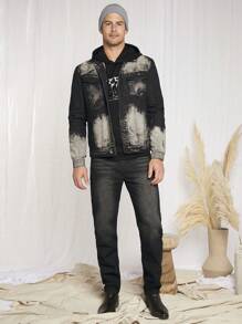Manfinity VCAY Men Tie Dye Flap Detail Denim Jacket - Black - View 3