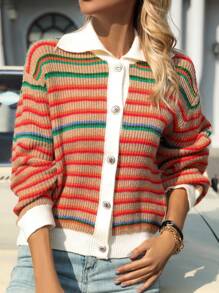 SHEIN Frenchy 開襟毛衣 - 彩色 - 查看 5