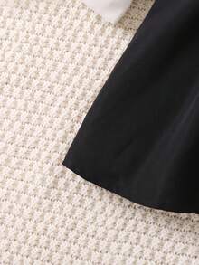 SHEIN 女小童拼接領珍珠串珠娃娃裙 - 黑色 - 查看 6