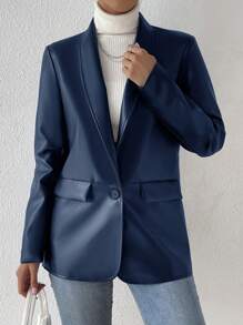 Blazer À Simple Boutonnage Et Col Cape