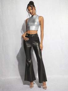 SHEIN BAE Top tank de cuello alto crop PU
