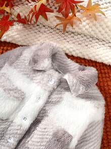 男嬰字母補丁細節法蘭絨外套 - 灰色 - 查看 5