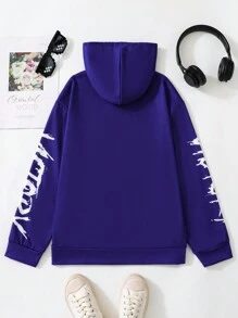 SHEIN Teenager Mädchen Kapuzenpullover mit Reißverschluss Buchstabe & Figur Grafik,