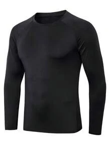 Manfinity Homme Paquete de 3 camisetas casuales de manga raglán larga y color liso para hombre, para salir