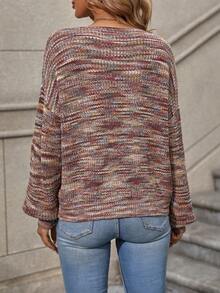 EMERY ROSE 段染落肩袖套頭毛衣 - 彩色 - 查看 2