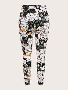 EMERY ROSE Quần legging dài họa tiết mèo lót nhiệt cạp cao cho nữ - Nhiều màu - Xem 2