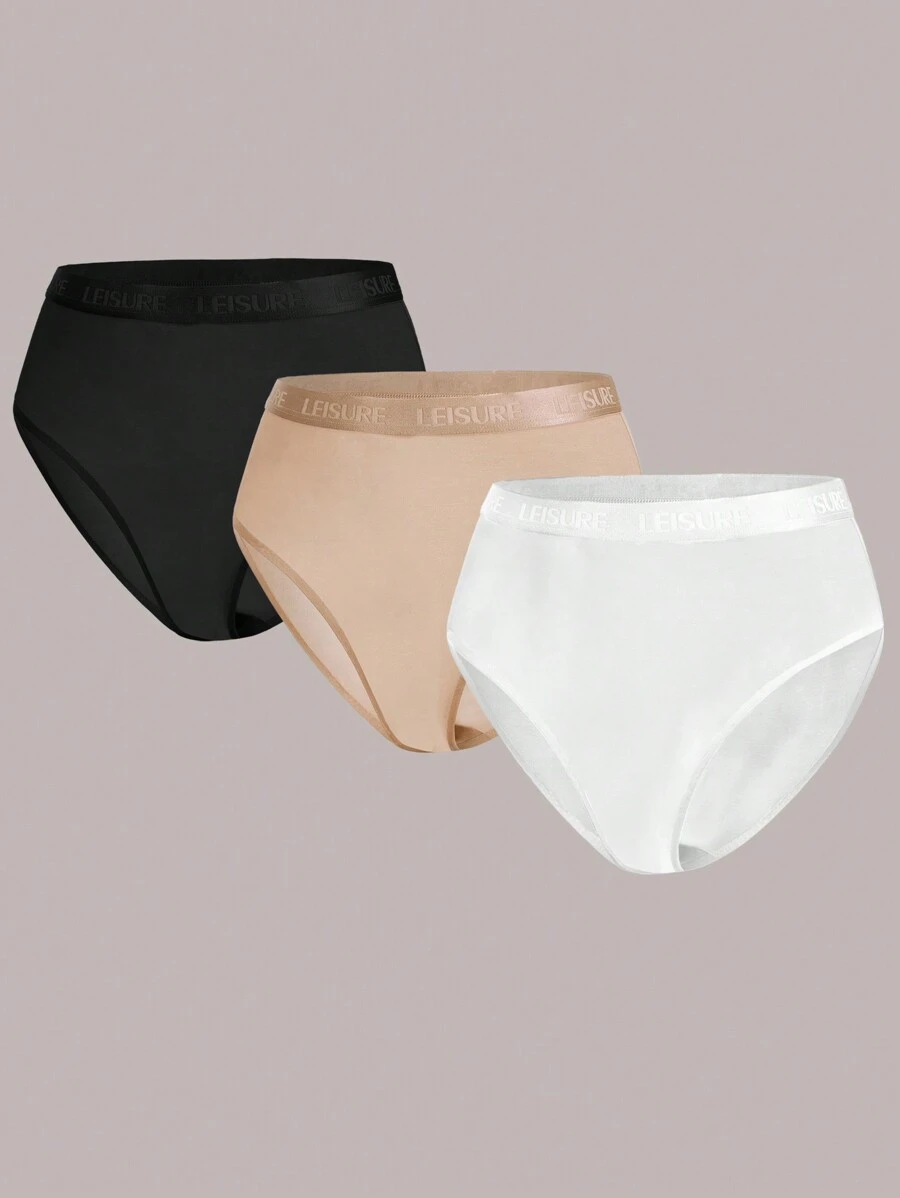 Ocili 3 piezas Calzoncillos cinta con estampado de letra cintura - Multicolor - Ver 1