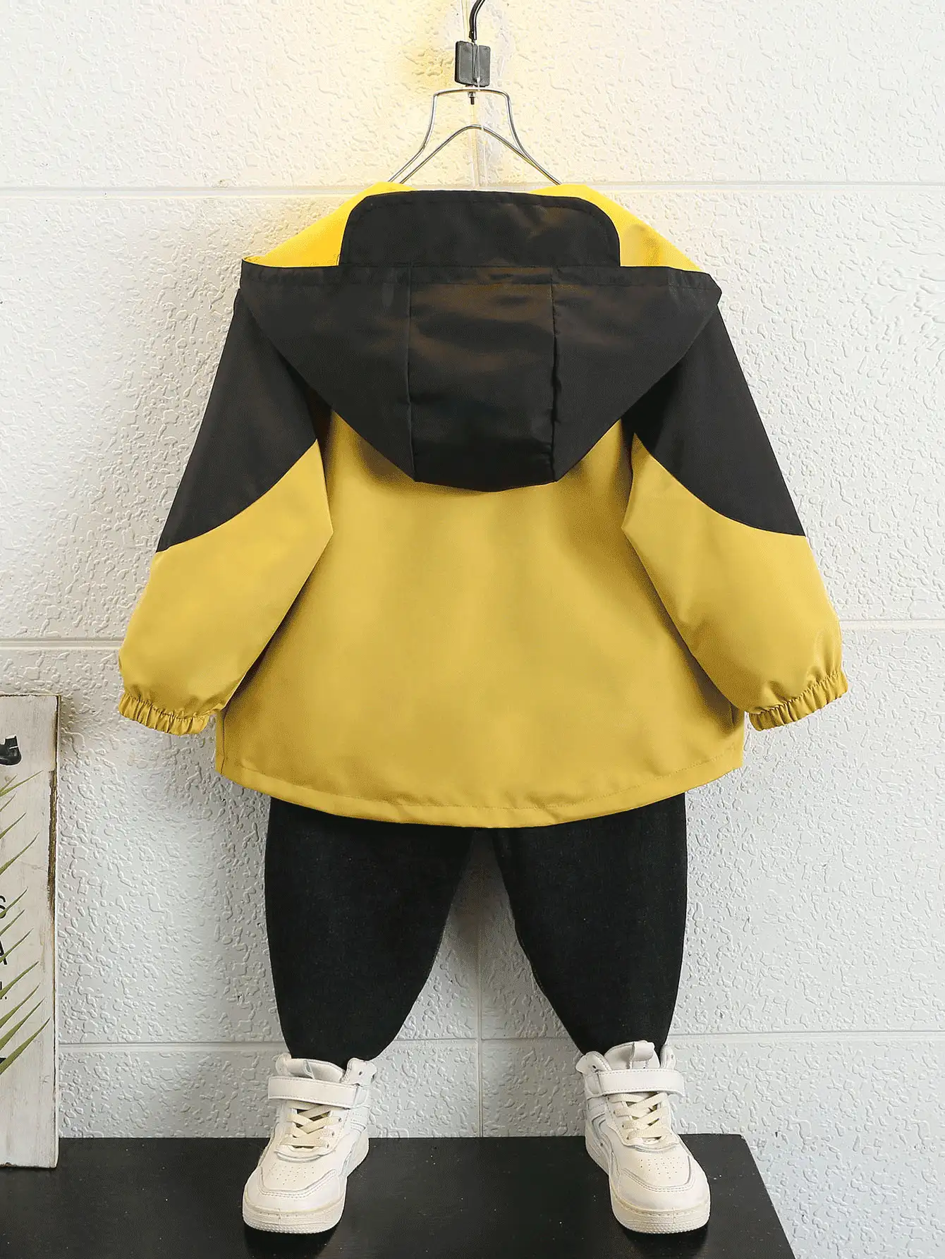 Young Boy Two Tone Hooded Coat - Multicolor - View 2