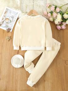 Toddler Boys' Color Block Pajamas Set With Pockets - Apricot - View 2