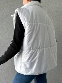 RueChic Ladies' Button Front Padded Vest - White - View 2