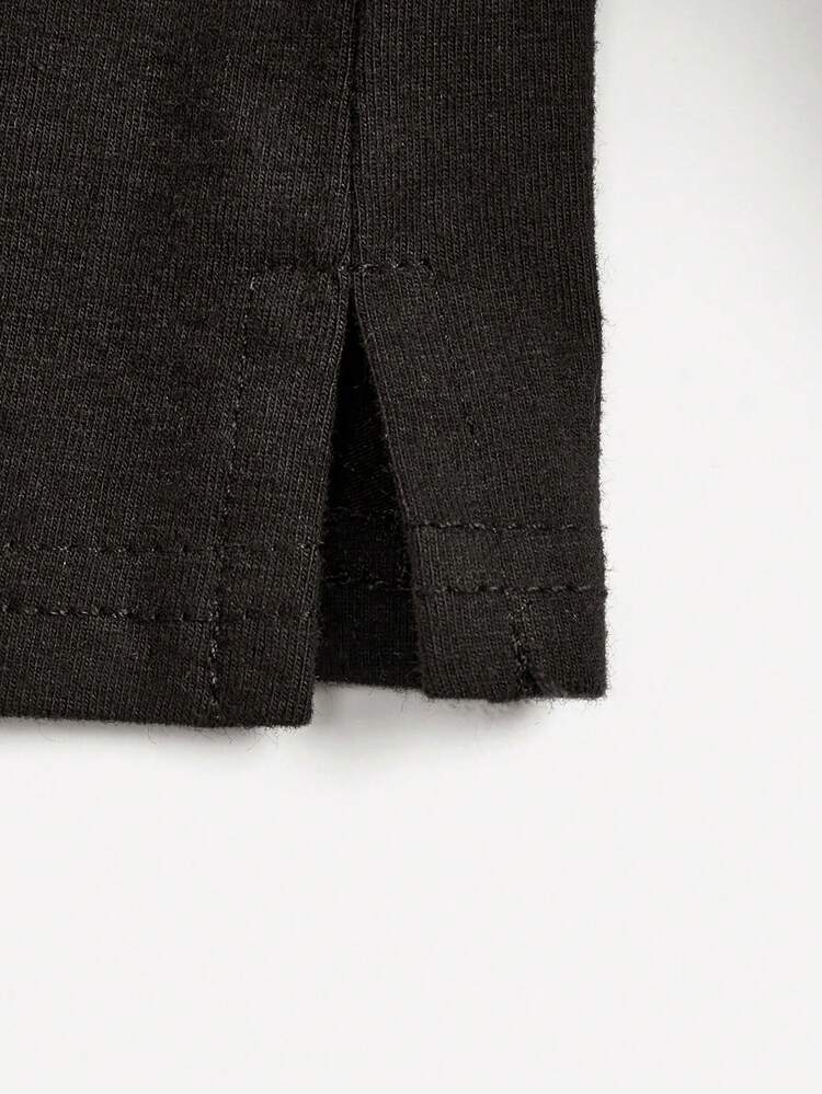 Baby Boys' Button Decorated Half Turtleneck Long Sleeve Top, 2pcs/set