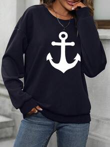 EMERY ROSE In Neo Thả vai Áo nỉ - Xanh đậm - Xem 4