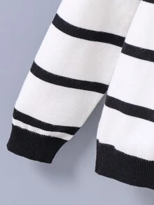 Cậu bé Tween Mẫu sọc Áo len - màu đen - Xem 3