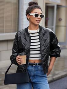 BizChic Abrigo Acolchado Con Cuello Para Mujer