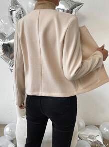 SHEIN LUNE Dual Pocket Button Front Overcoat - Apricot - View 2