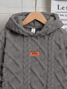 SHEIN 适合青少年男孩的休闲拼接毛绒连帽卫衣，冬季服装，秋季服装，所有儿童服装，秋季上衣