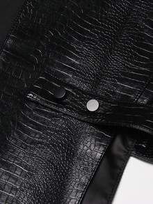 Dập nổi cá sấu Bảng Chi tiết cắt dán Đỉnh ve áo Áo khoác - màu đen - Xem 8