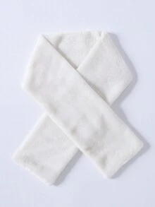 SHEIN 女小童荷葉邊前蝴蝶結花呢外套&圍巾 - 卡其色 - 查看 3