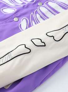 男士骷髅圖案雙色學院風夾克不帶T恤 - 紫色 - 查看 4