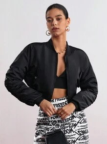 BizChic Chaqueta acolchada de béisbol para mujer - Negro - Ver 3