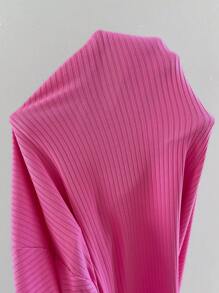 SHEIN Slayr Solid Ribbed Knit Dress Without Belt - Pink - View 7