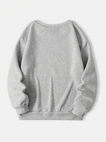 SHEIN Essnce 女士骷髅印花保暖衬里运动衫 - 灰色 - 查看 2