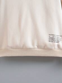 SHEIN 男大童標語圖案加絨內裏運動衫 - 白色 - 查看 5