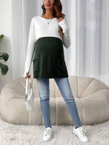 休閒口袋撞色孕婦T卹 - 彩色 - 查看 5