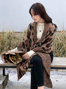 DAZY Women's Leopard Print Warm Scarf - Brown - View 6