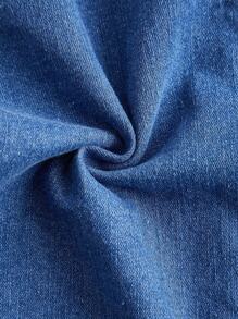 Vintamour Ruffle Trim Button Front Denim Dress - Dark Wash - View 3