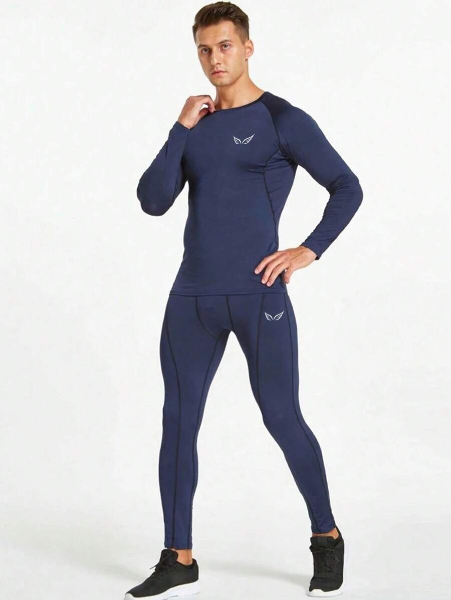 Manfinity Sport Corelite Men's Wing Pattern Skinny Track Suit, Athletic