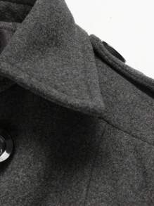 Manfinity Homme Loose Fit Men's Double Breasted Pea Coat With Slant Pockets - Grey - View 6