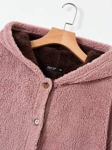 SHEIN LUNE Hơn Túi Kép Thả vai áo có mũ Áo khoác Teddy - Nhiều màu - Xem 4