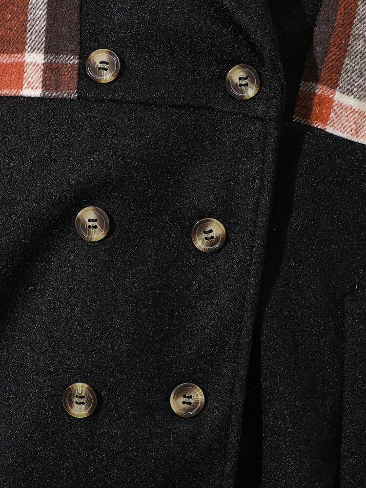 Tween Girl Casual Plaid Double-Breasted Coat