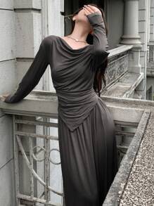 DAZY Conjunto de dos piezas para mujer, ropa de otoño - Gris Oscuro - Ver 5