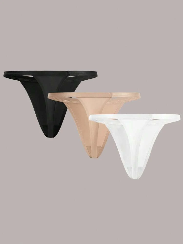 Leisure Women's Basic Three-Color Thong Panties (Pack Of 3)
